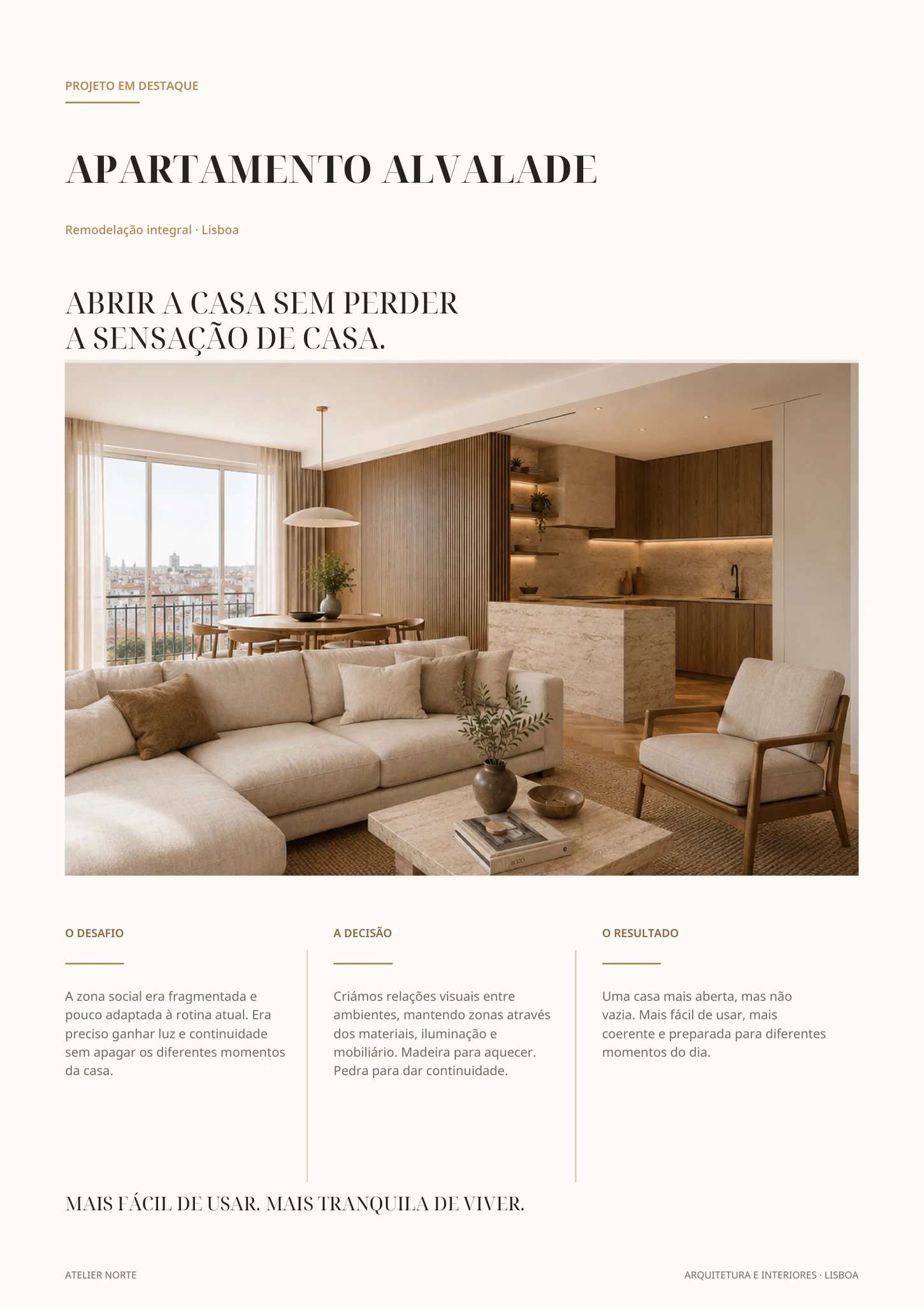 Case study Apartamento Alvalade na apresentação conceptual Atelier Norte